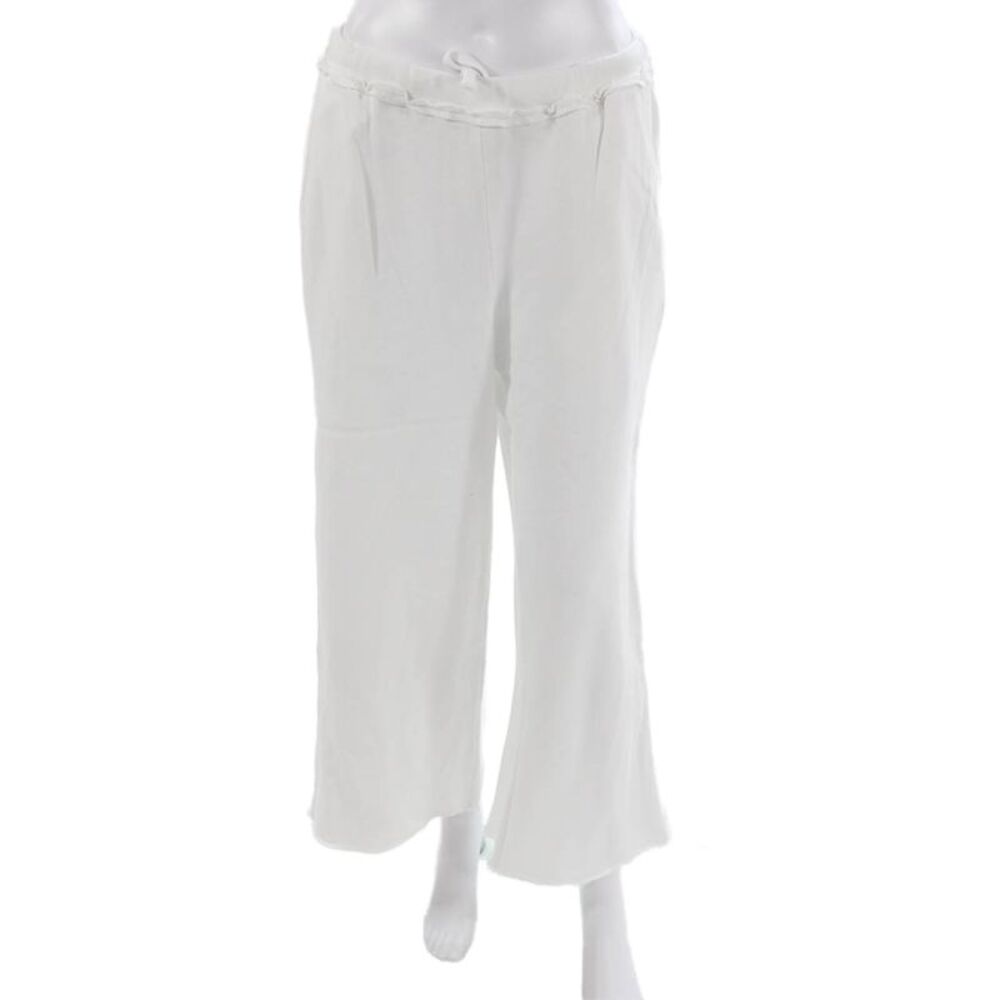 Designer Womens Cotton Drawstring Straight Leg Sweatpants White Size M